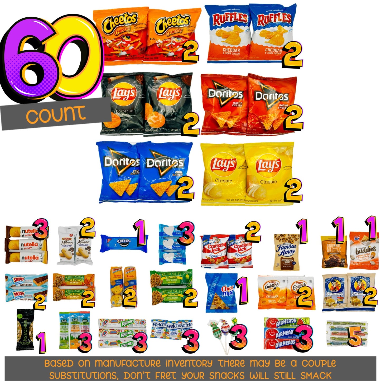 The HANGRY HATER 60 Count Snack Box Variety Snacks