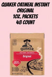 Quaker Oatmeal Instant ORIGINAL Packets 1oz / 48ct.